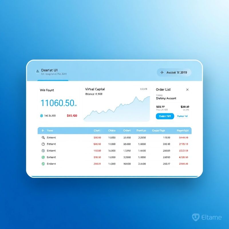 UI mockup demo računa z bilanco in seznamom naročil